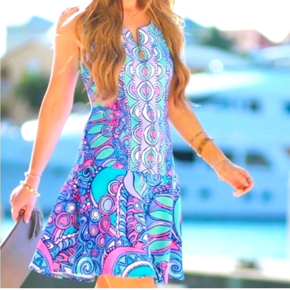 Lilly Pulitzer Melia Multi Sea Jewels Drop Waist Dress size S